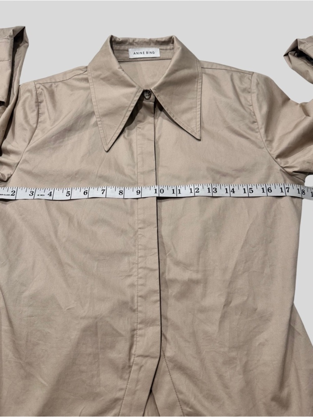 Anine Bing Tiffany Button Front Shirt SZ XS Tan Designer Minimalist Luxury EUC - Picture 8 of 10
